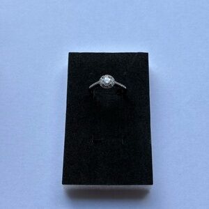 GRA Certified 5mm Moissanite Ring, D Color, 925 Sterling Silver, resizeable